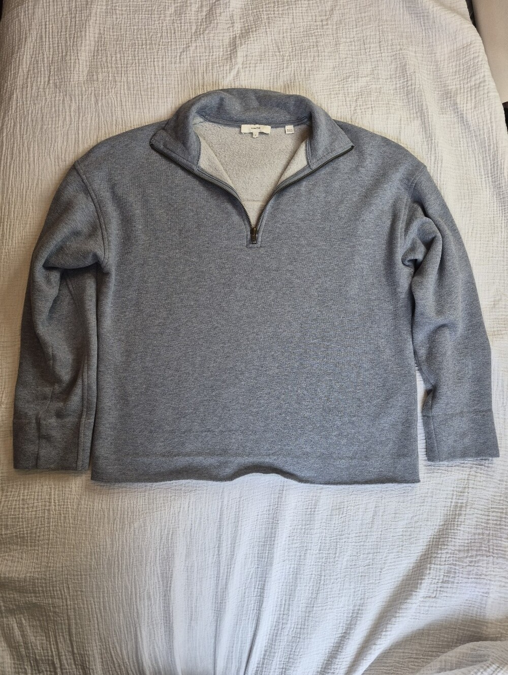 Vince Cotton Blend Half Zip Pullover, Small, Heather Piero Blue, EUC